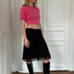 PREORDER - Archive Polka Dot Midi Skirt - Black / Pink