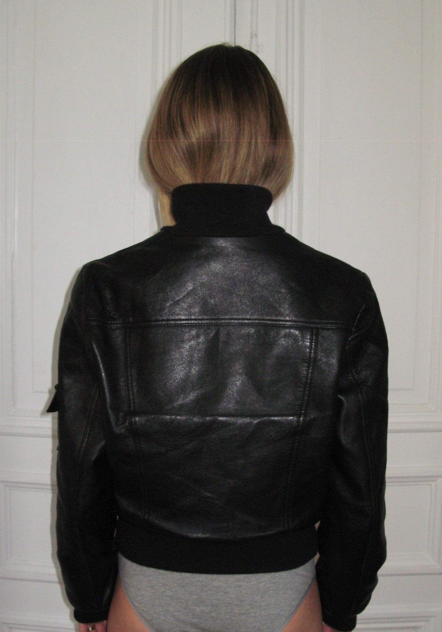 PREORDER - Archive Leather Bomber - Black / Navy
