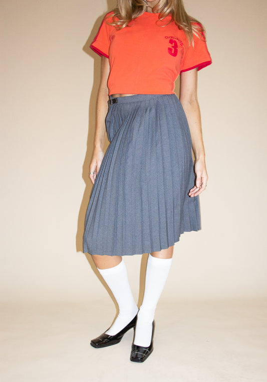 Pleated Midi Skirt - Charcoal