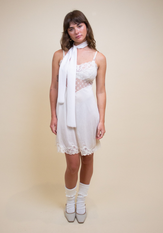 Lace Slip Dress - White